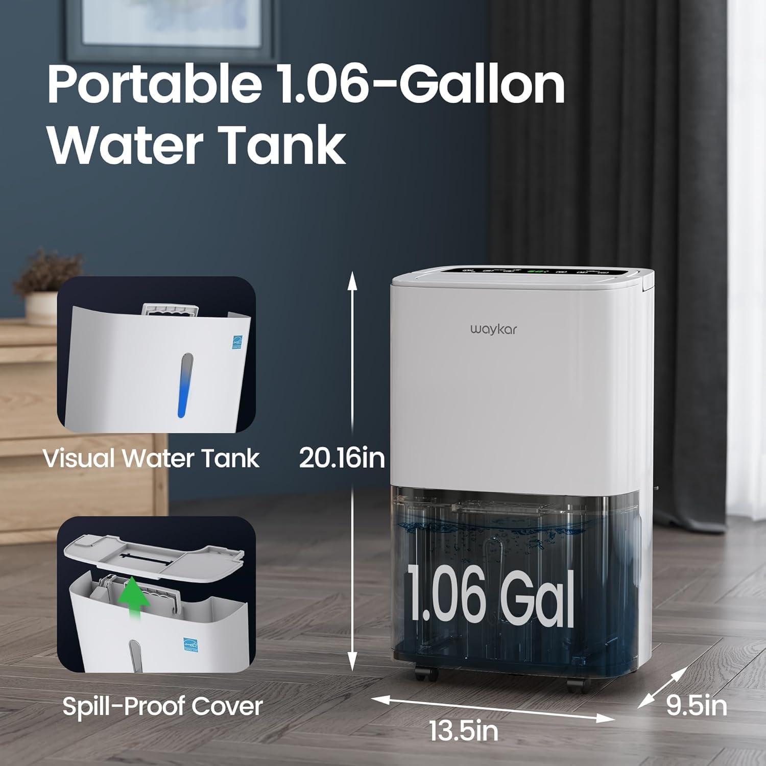 image:imageWaykar 120 Pints 2025 Energy Star Home Dehumidifier for Spaces up to 6000 Sq Ft Ideal for Basement Bathroom and Large Room with Drain Hose Portable Auto Defrost and SelfDrying120 Pints 6000 Sq Ft