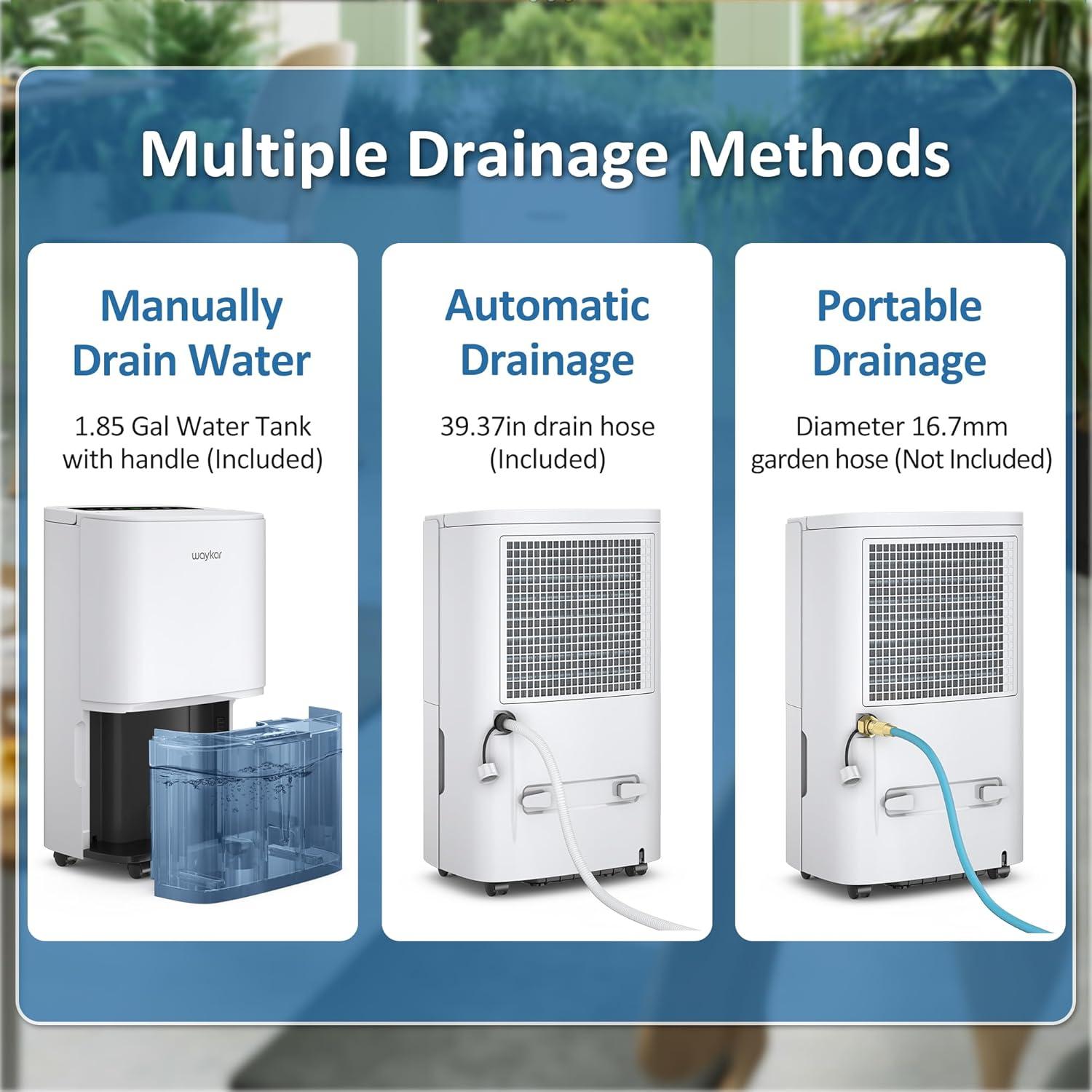 image:imageWaykar 120 Pints 2025 Energy Star Home Dehumidifier for Spaces up to 6000 Sq Ft Ideal for Basement Bathroom and Large Room with Drain Hose Portable Auto Defrost and SelfDrying150 Pints 7000 Sq Ft