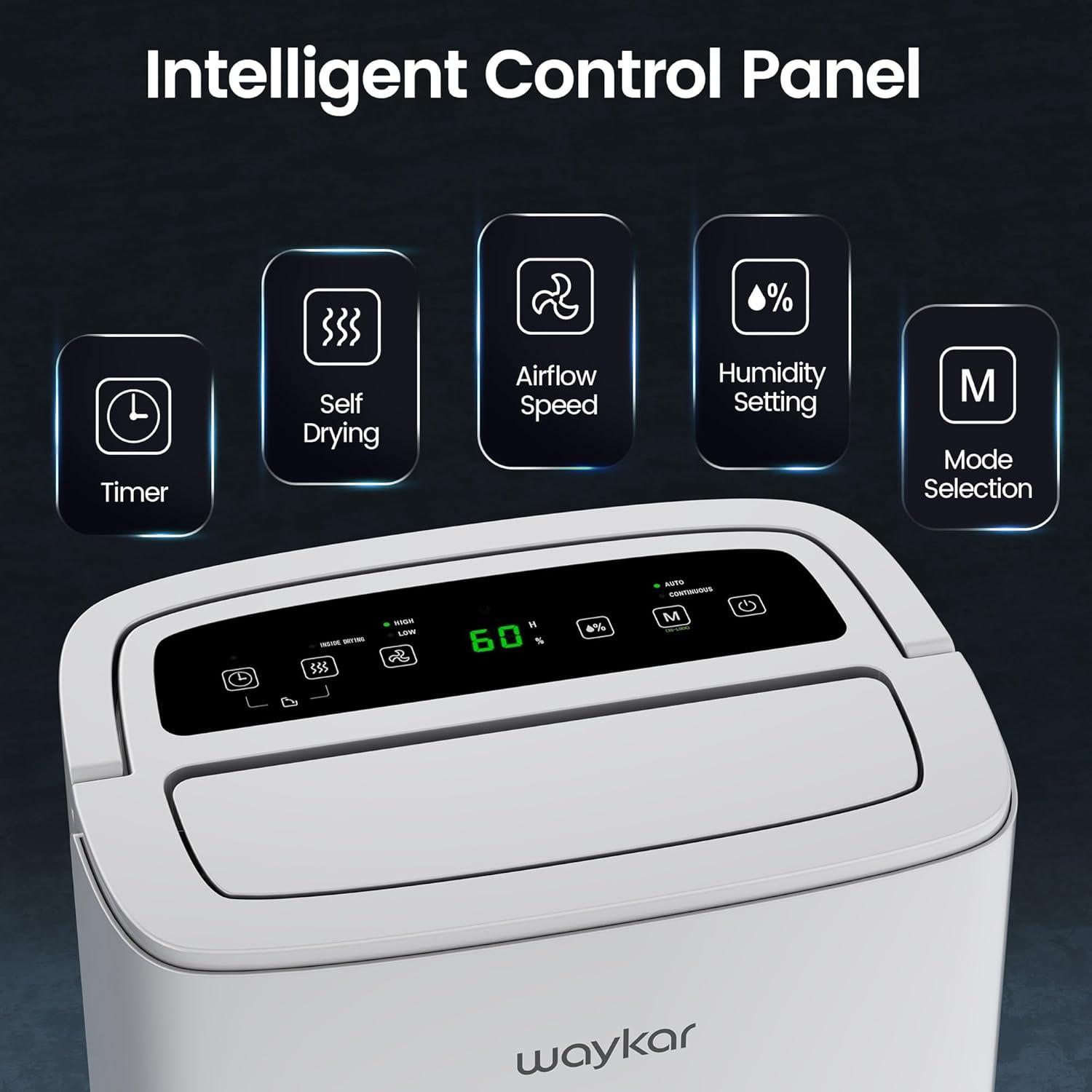 image:imageWaykar 120 Pints 2025 Energy Star Home Dehumidifier for Spaces up to 6000 Sq Ft Ideal for Basement Bathroom and Large Room with Drain Hose Portable Auto Defrost and SelfDrying120 Pints 6000 Sq Ft