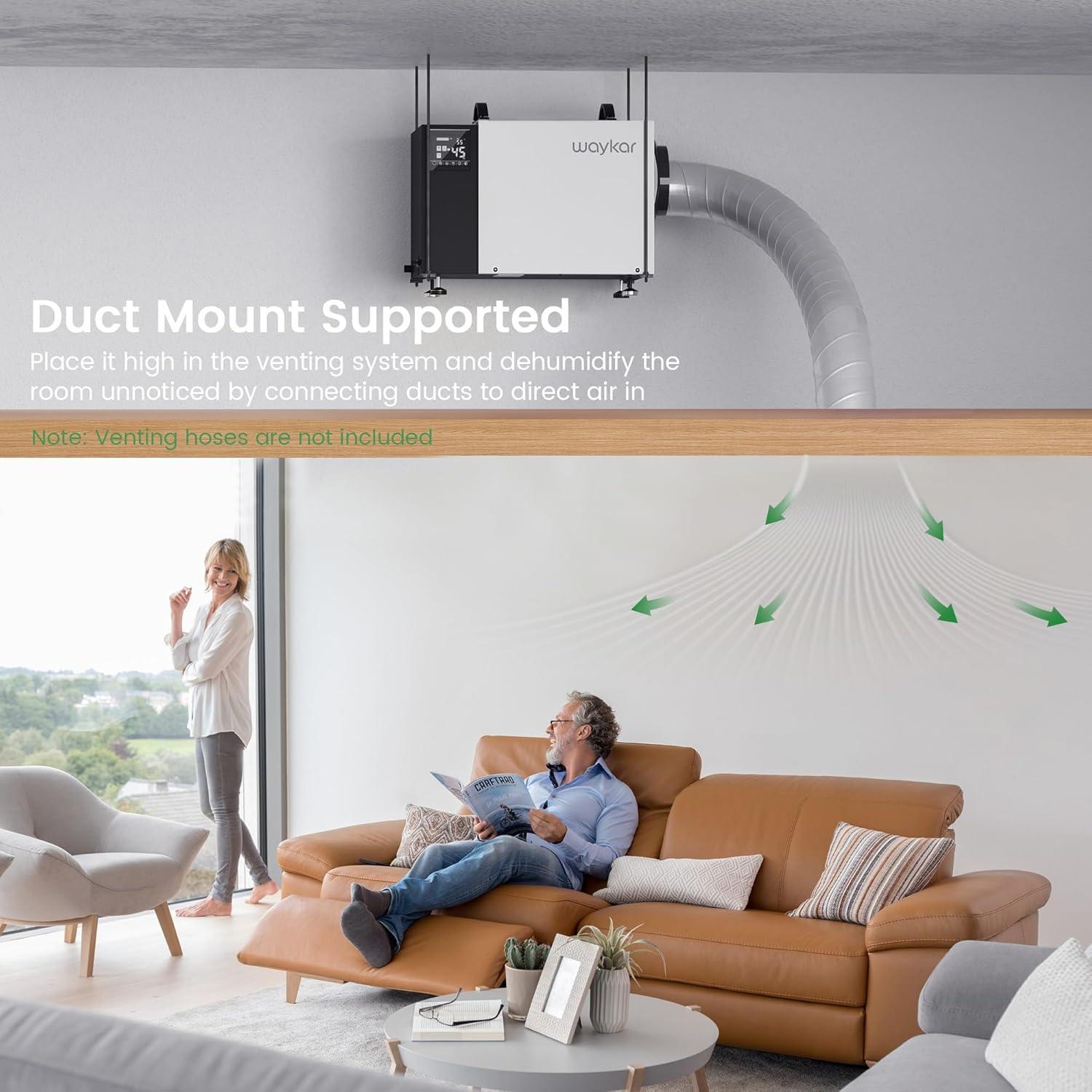 image:imageWaykar 125 Pint Crawl Space Dehumidifier with Drain Hose for Commercial Basements and Industry Water Damage Unit for Spaces up to 6500 Square Feet Smart Humidity Control 5Year Quality Coverage