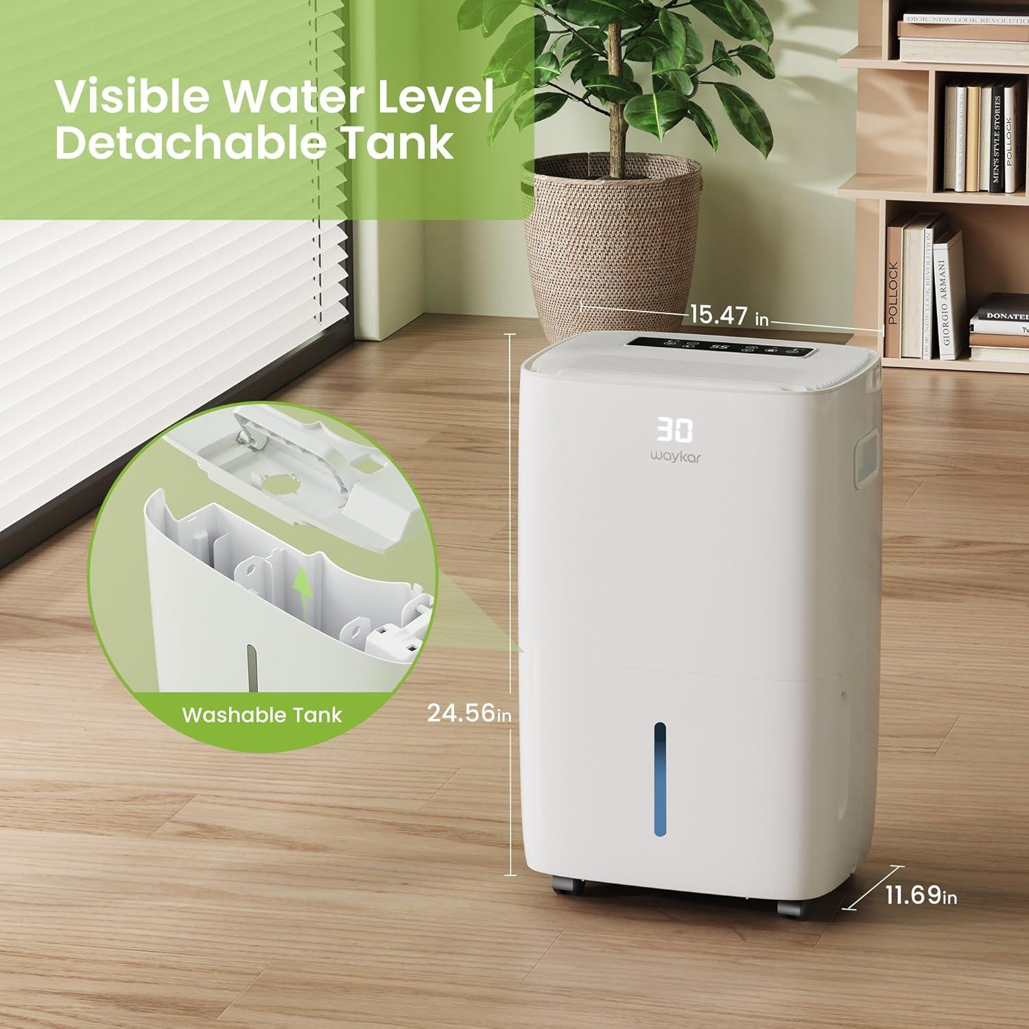 image:imageWaykar 130 Pints 6500 Sq Ft Dehumidifier with Drain Hose for Commercial and Industrial Large Rooms Warehouses Storages Home Basements and Bedroom with 204 Gal Water Tank130 Pints 6500 Sq Ft