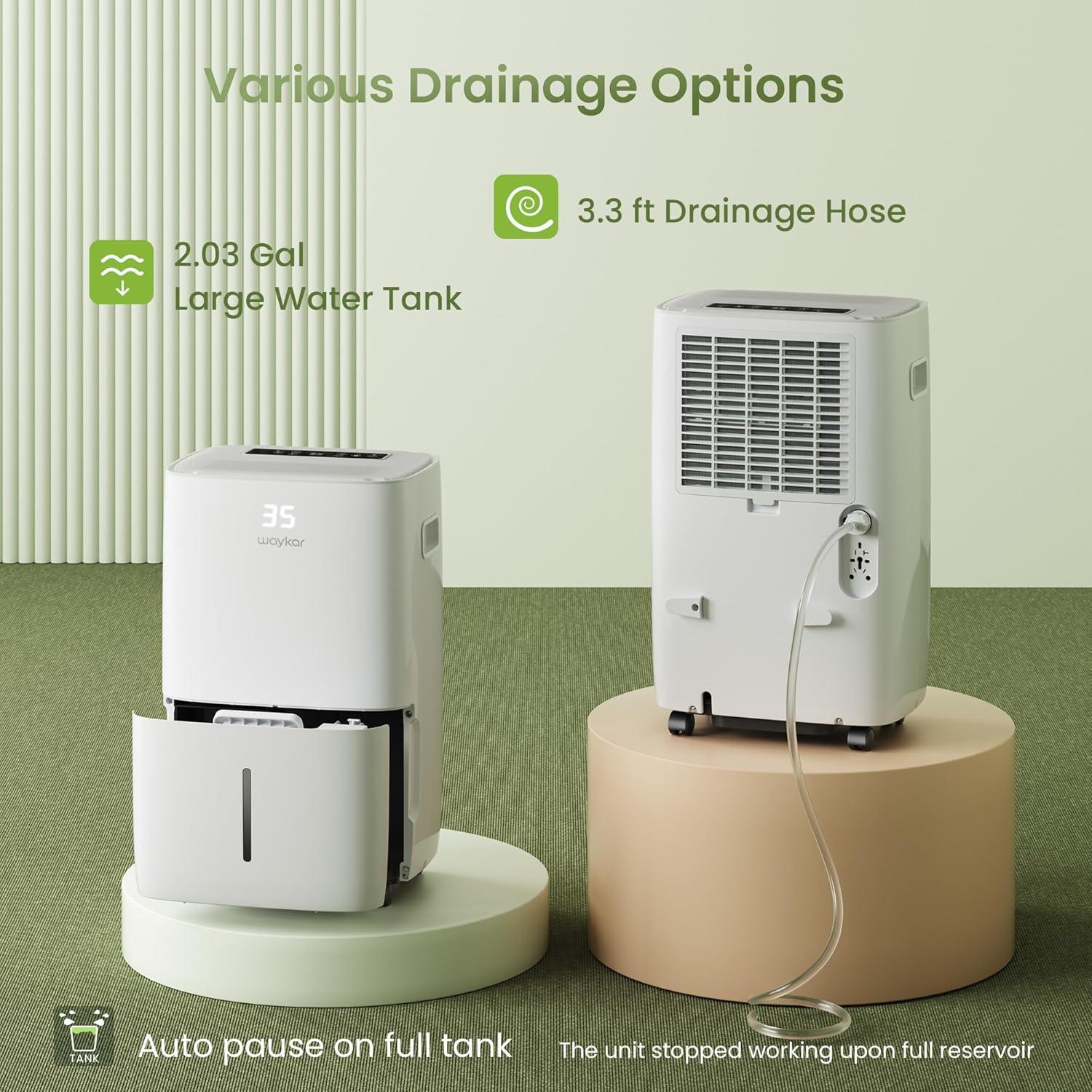 image:imageWaykar 130 Pints 6500 Sq Ft Dehumidifier with Drain Hose for Commercial and Industrial Large Rooms Warehouses Storages Home Basements and Bedroom with 204 Gal Water Tank130 Pints 6500 Sq Ft
