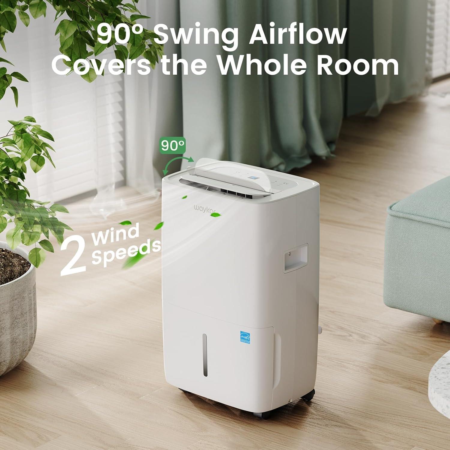 image:imageWaykar 130 Pints 6500 Sq Ft Dehumidifier with Drain Hose for Commercial and Industrial Large Rooms Warehouses Storages Home Basements and Bedroom with 204 Gal Water Tank120 Pints 6500 Sq Ft