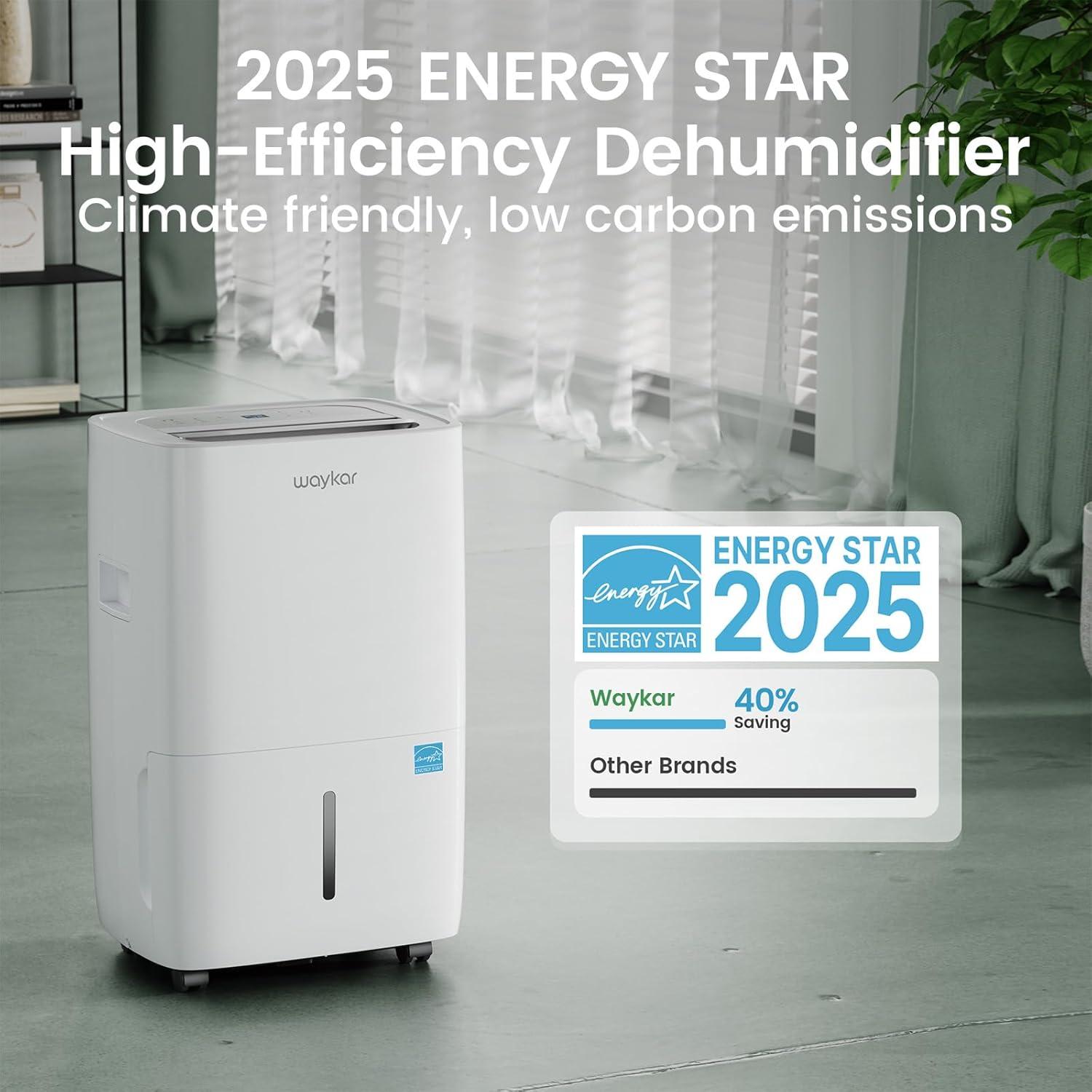 image:imageWaykar 150 Pints 7000 Sq Ft Energy Star Dehumidifier with Pump for Commercial and Industrial Large Room Basement Home Storage Warehouse with Drain Hose and Water Tank80 Pints 5000 Sq Ft