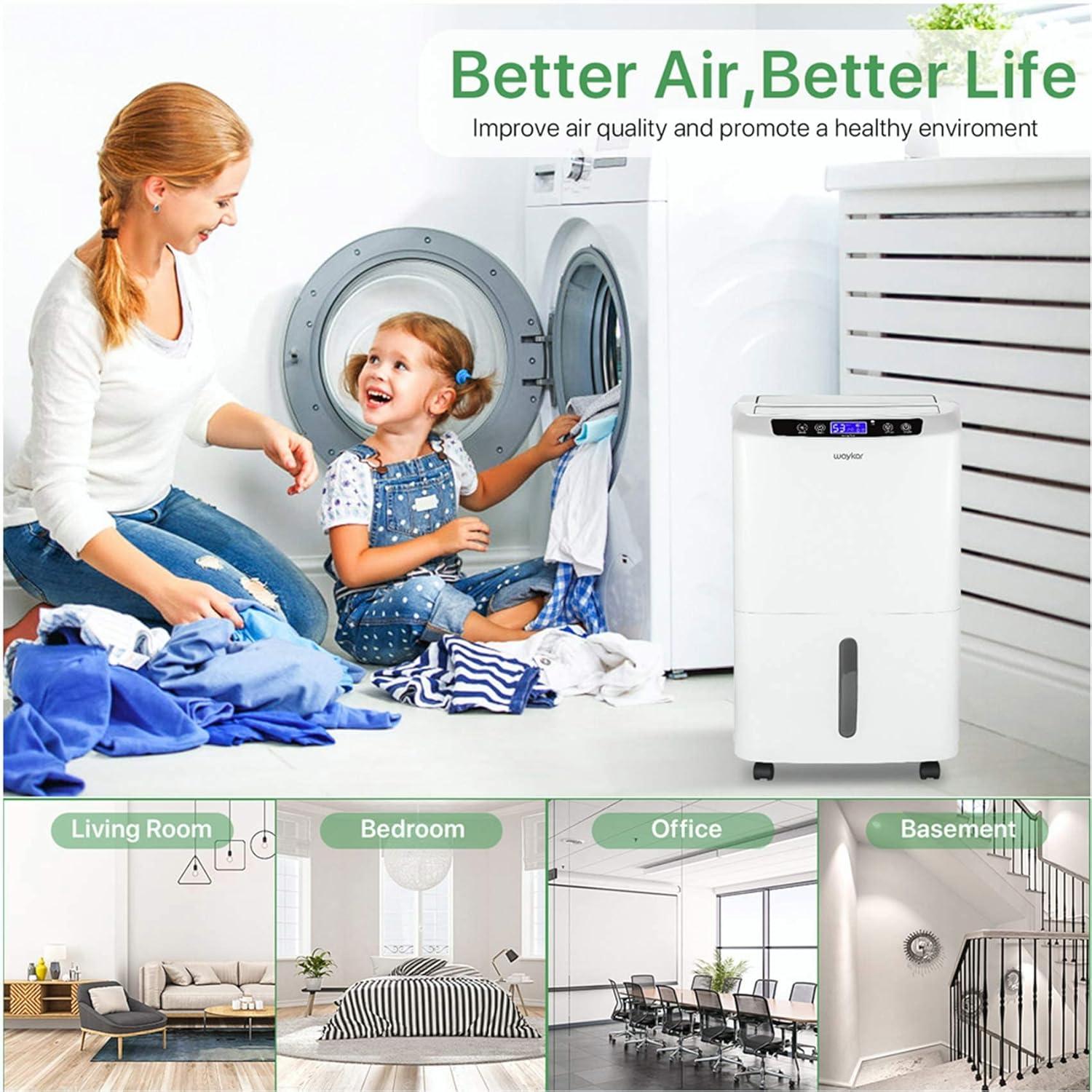 image:imageWaykar 150 Pints 7000 Sq Ft Energy Star Dehumidifier with Pump for Commercial and Industrial Large Room Basement Home Storage Warehouse with Drain Hose and Water Tank34 Pints 2000 Sq Ft