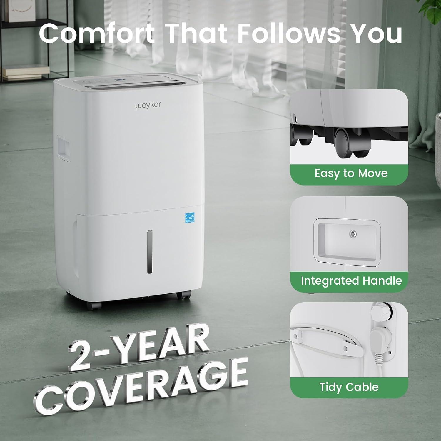 image:imageWaykar 150 Pints 7000 Sq Ft Energy Star Dehumidifier with Pump for Commercial and Industrial Large Room Basement Home Storage Warehouse with Drain Hose and Water Tank120 Pints 6000 Sq Ft