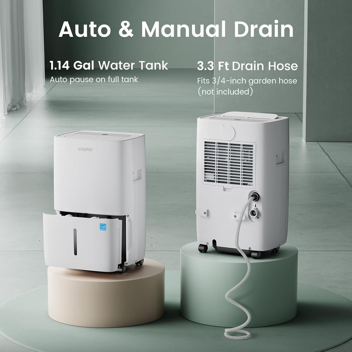 image:imageWaykar 150 Pints 7000 Sq Ft Energy Star Dehumidifier with Pump for Commercial and Industrial Large Room Basement Home Storage Warehouse with Drain Hose and Water Tank120 Pints 6000 Sq Ft