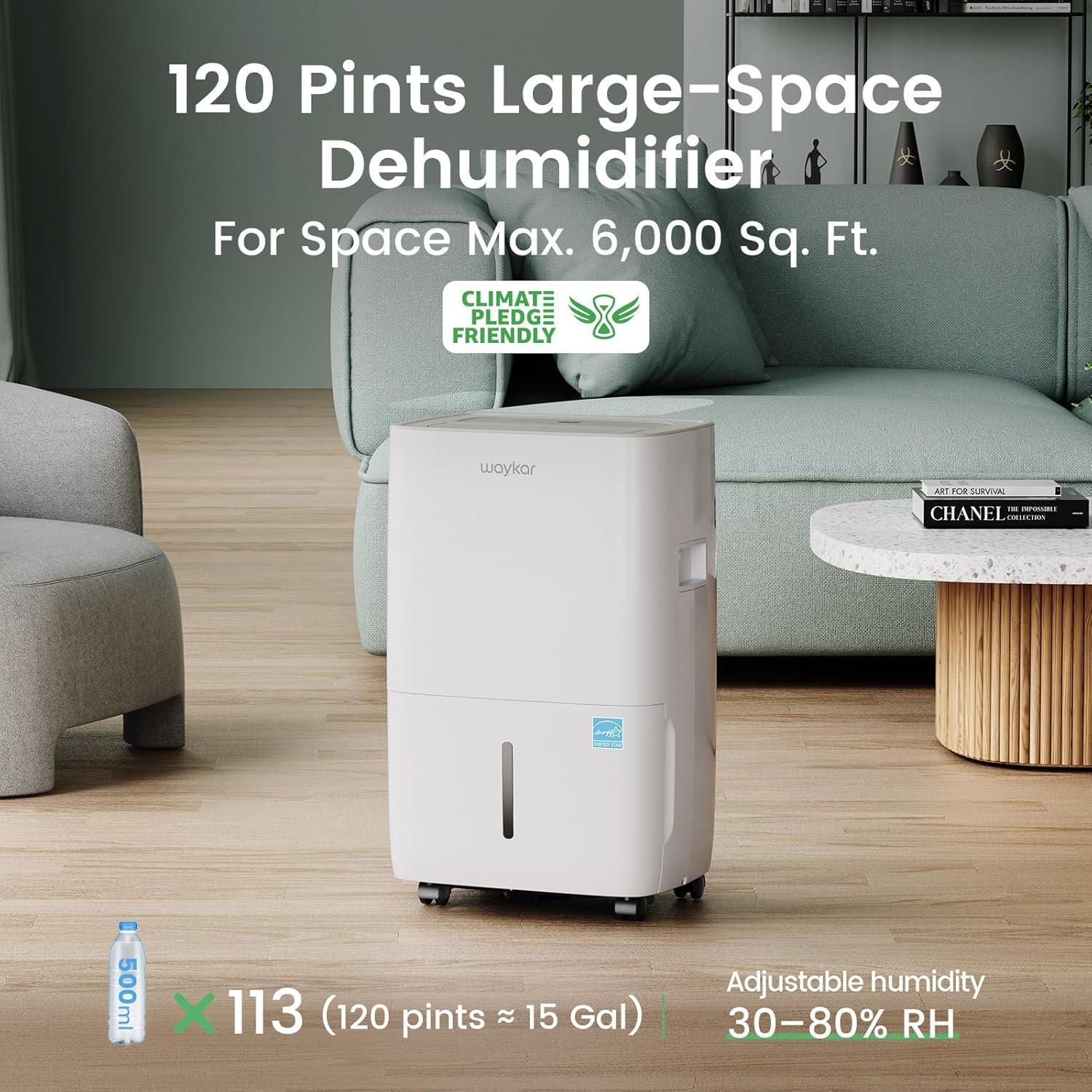 image:imageWaykar 150 Pints 7000 Sq Ft Energy Star Dehumidifier with Pump for Commercial and Industrial Large Room Basement Home Storage Warehouse with Drain Hose and Water Tank120 Pints 6000 Sq Ft