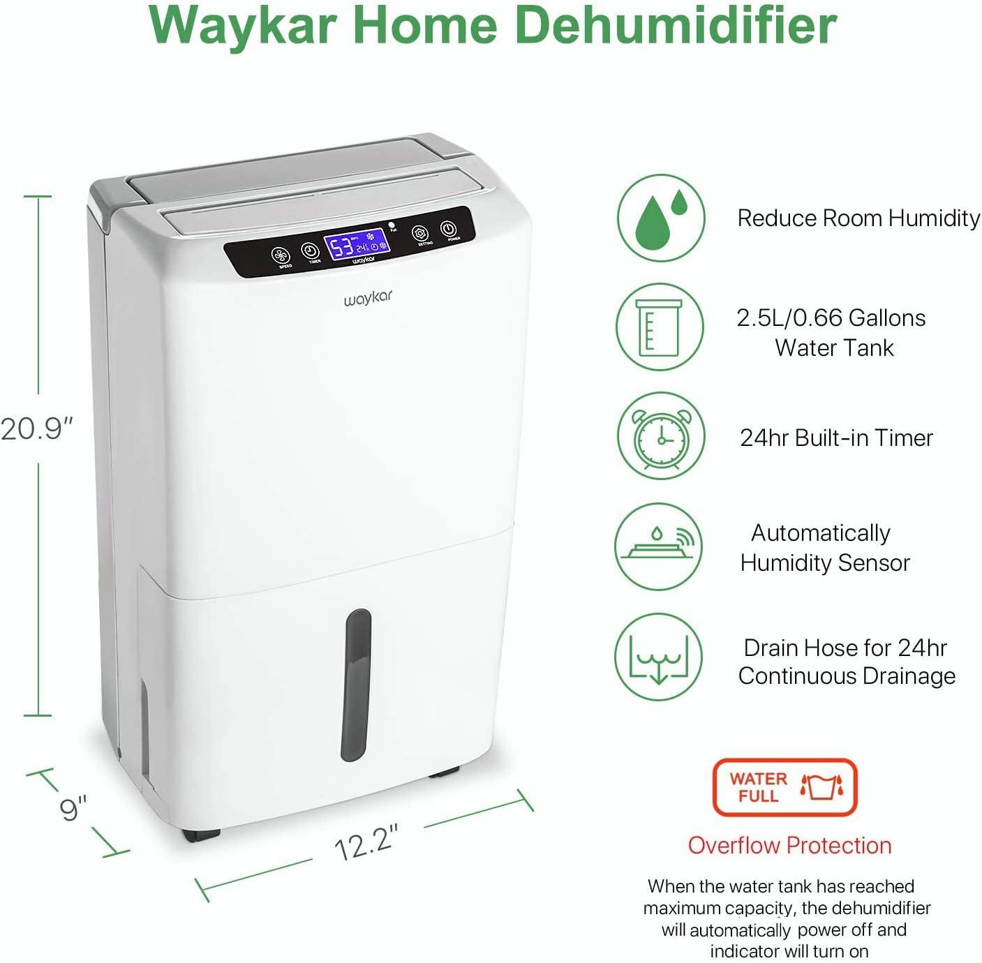 image:imageWaykar 150 Pints 7000 Sq Ft Energy Star Dehumidifier with Pump for Commercial and Industrial Large Room Basement Home Storage Warehouse with Drain Hose and Water Tank34 Pints 2000 Sq Ft