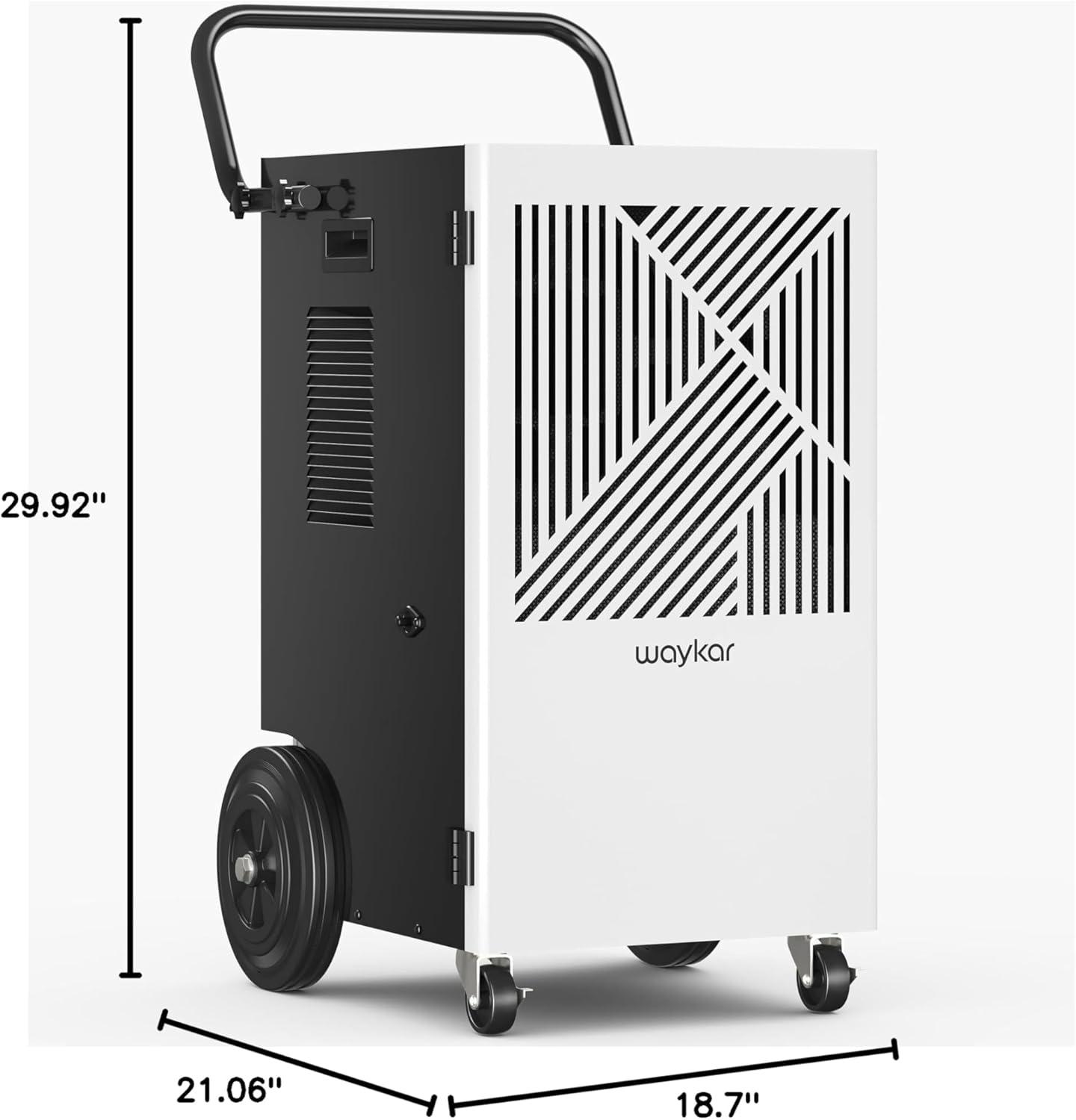 image:imageWaykar 155 Pints Commercial Dehumidifier with Pump Drain Hose and Washable Filter Space up to 8000 Sq Ft for Basements Industrial or Commercial Spaces 5 Year Quality Coverage155 Pints with Pump