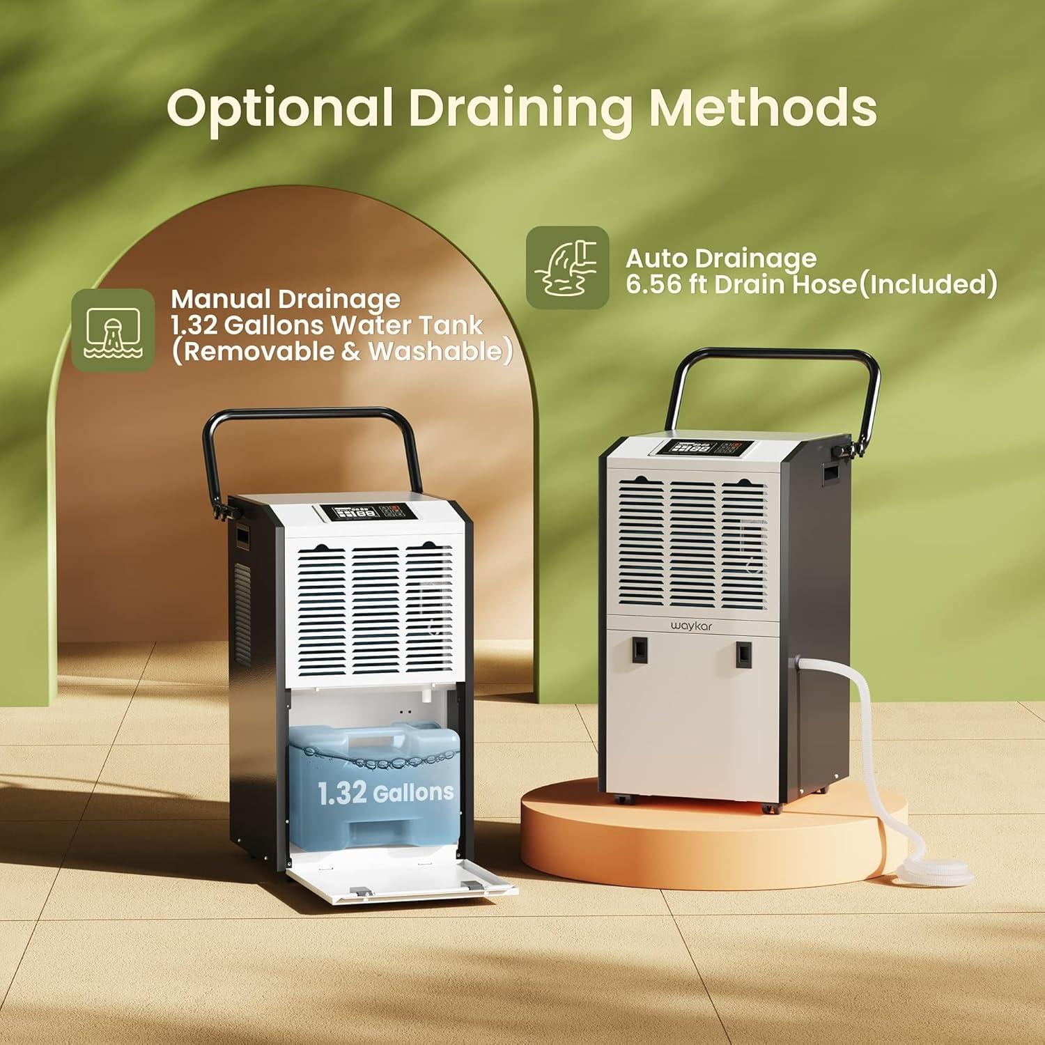 image:imageWaykar 155 Pints Large Commercial Dehumidifier with Drain Hose and Water Tank Industrial Dehumidifier in Large Space up to 8000 Sq Ft for Home Basements Whole House Library155 Pints 8000 Sq Ft