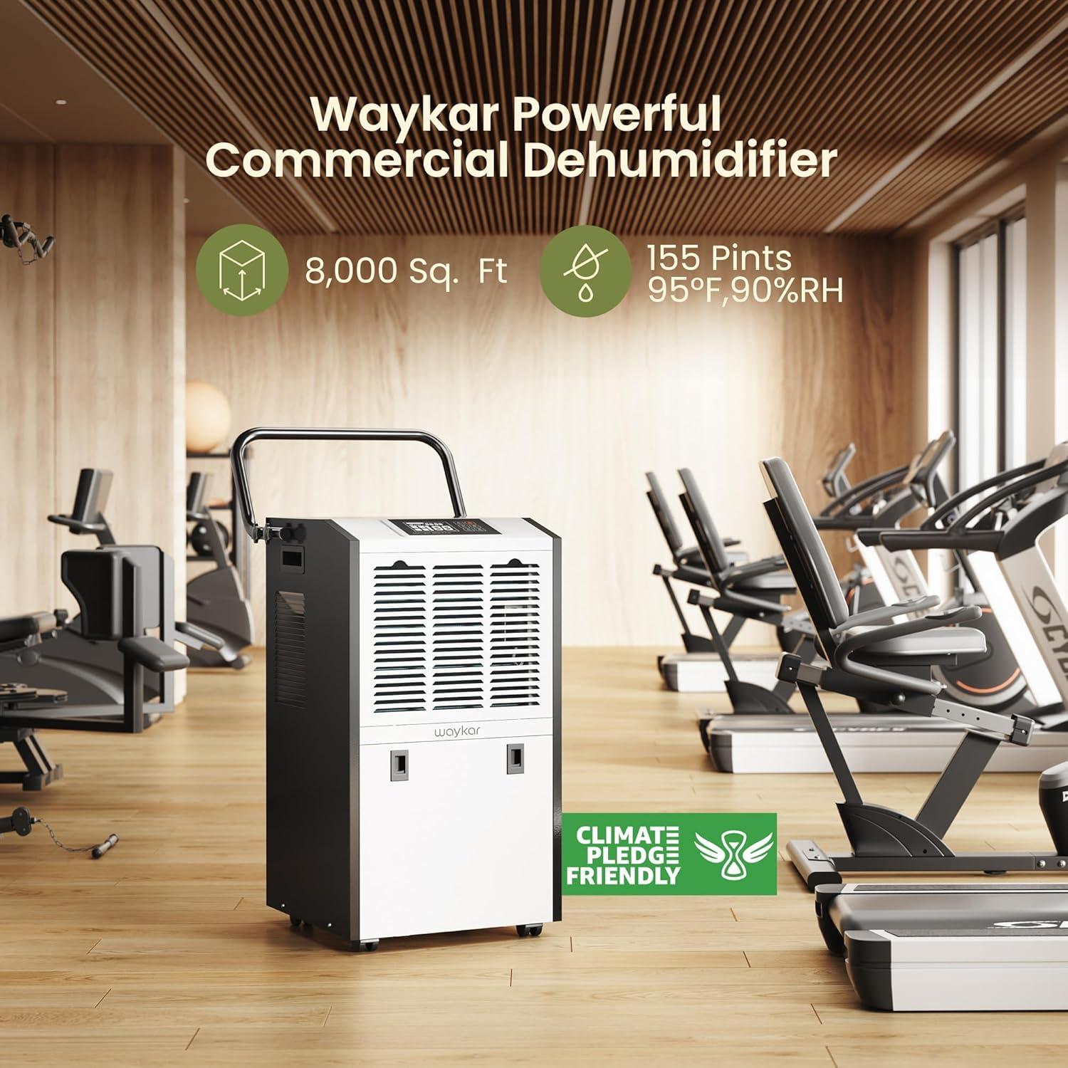 image:imageWaykar 155 Pints Large Commercial Dehumidifier with Drain Hose and Water Tank Industrial Dehumidifier in Large Space up to 8000 Sq Ft for Home Basements Whole House Library155 Pints 8000 Sq Ft