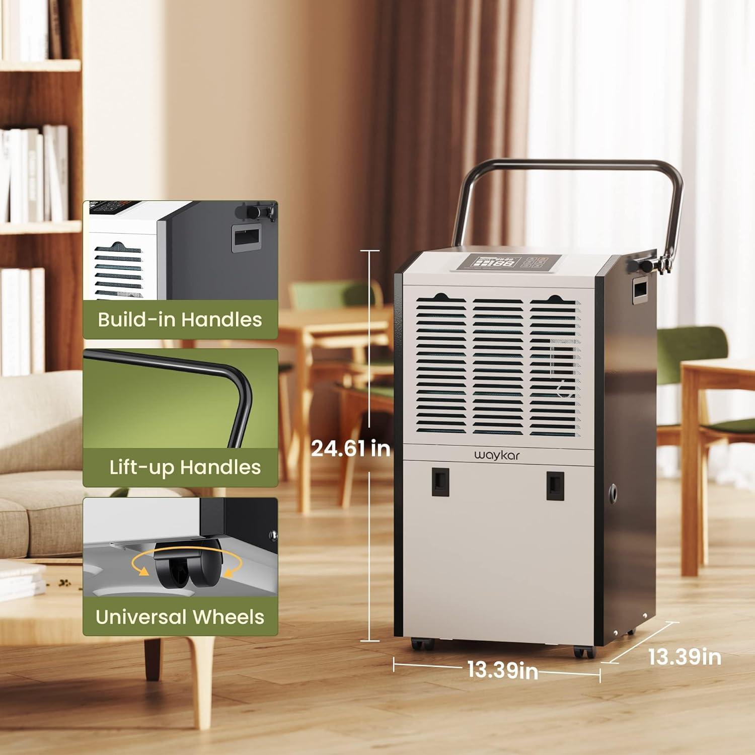 image:imageWaykar 155 Pints Large Commercial Dehumidifier with Drain Hose and Water Tank Industrial Dehumidifier in Large Space up to 8000 Sq Ft for Home Basements Whole House Library155 Pints 8000 Sq Ft