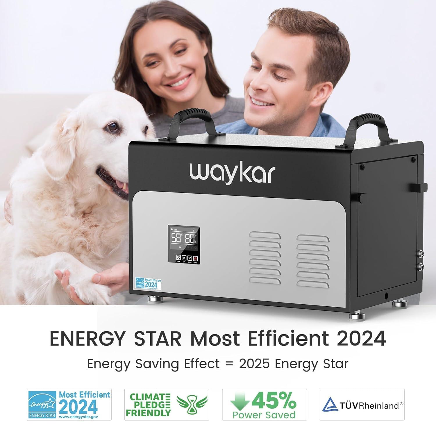 image:imageWaykar 158 Pints Crawl Space Dehumidifier with Remote Control up to 6500 sq ft Dual Duct HVAC Commercial WholeHouse Dehumidifier for Basement Industry Water Damage Unit 5Year Quality Coverage130 Pints with Pump 7500 Sq Ft