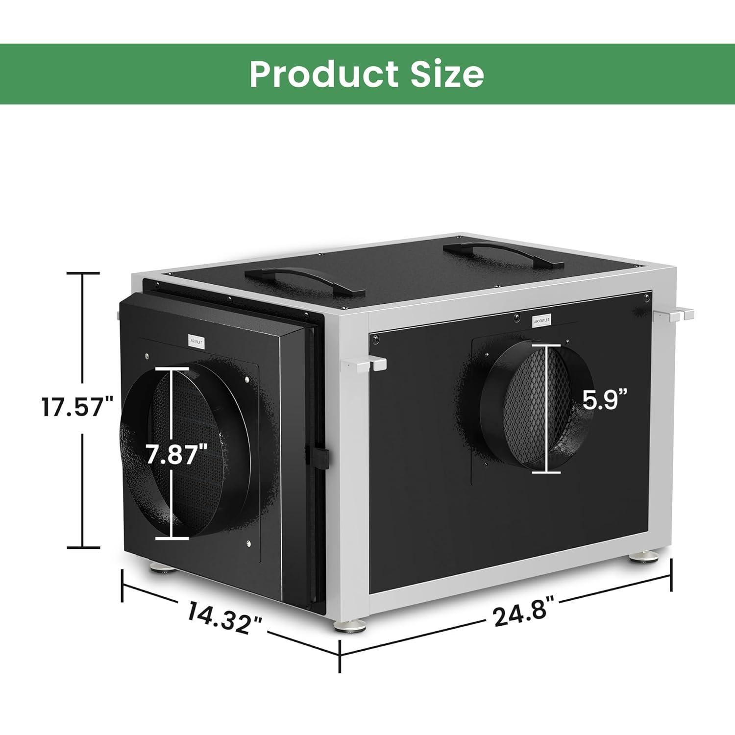 image:imageWaykar 158 Pints Crawl Space Dehumidifier with Remote Control up to 6500 sq ft Dual Duct HVAC Commercial WholeHouse Dehumidifier for Basement Industry Water Damage Unit 5Year Quality Coverage158 Pints 6500 Sq Ft
