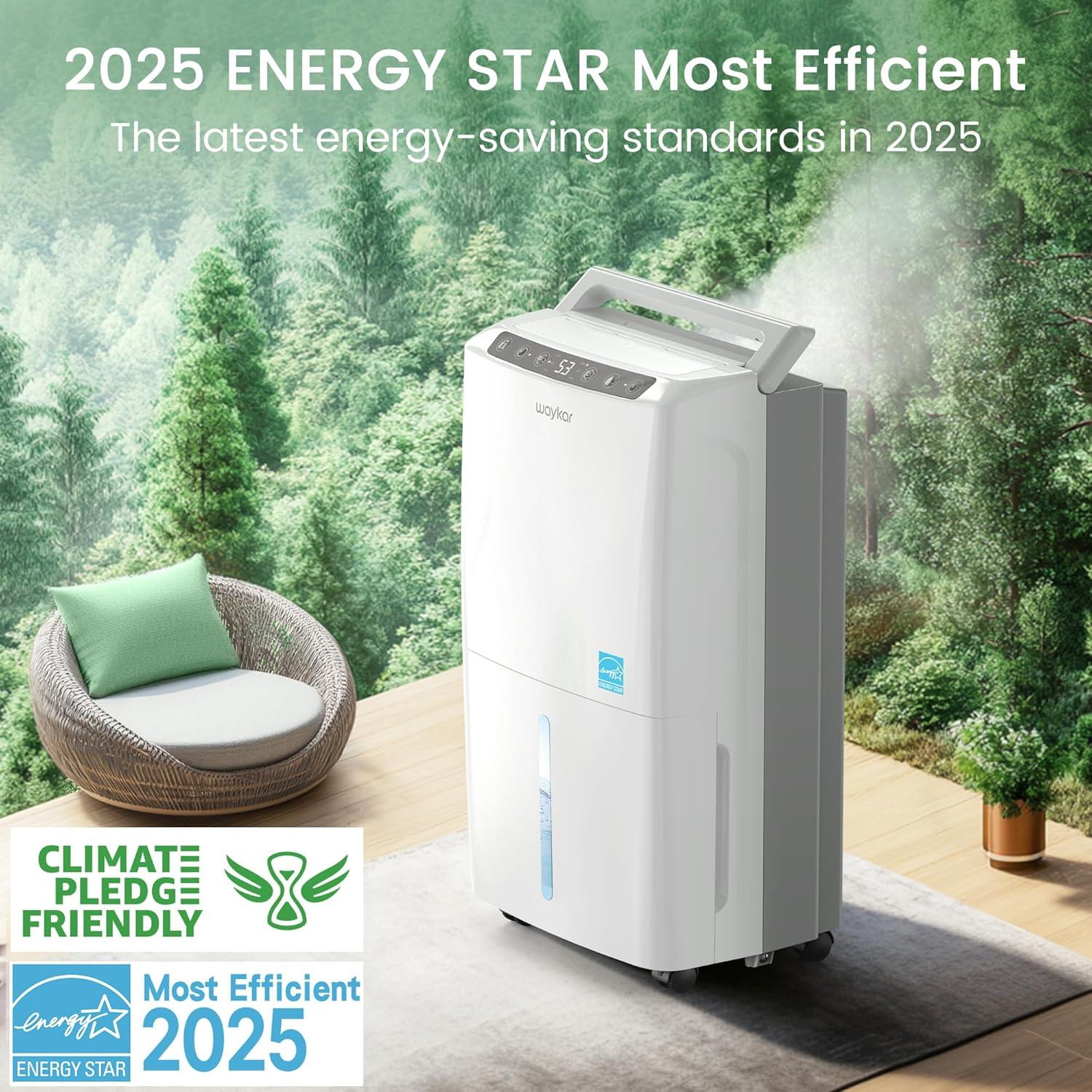 image:imageWaykar 2000 Sq Ft 34 Pints 2025 Most Efficient Energy Star Dehumidifier for Home and Basement with Auto or Manual Drainage Quiet 33dB Operation 062 Gallon Water Tank Capacity34 Pints 2000 Sq Ft