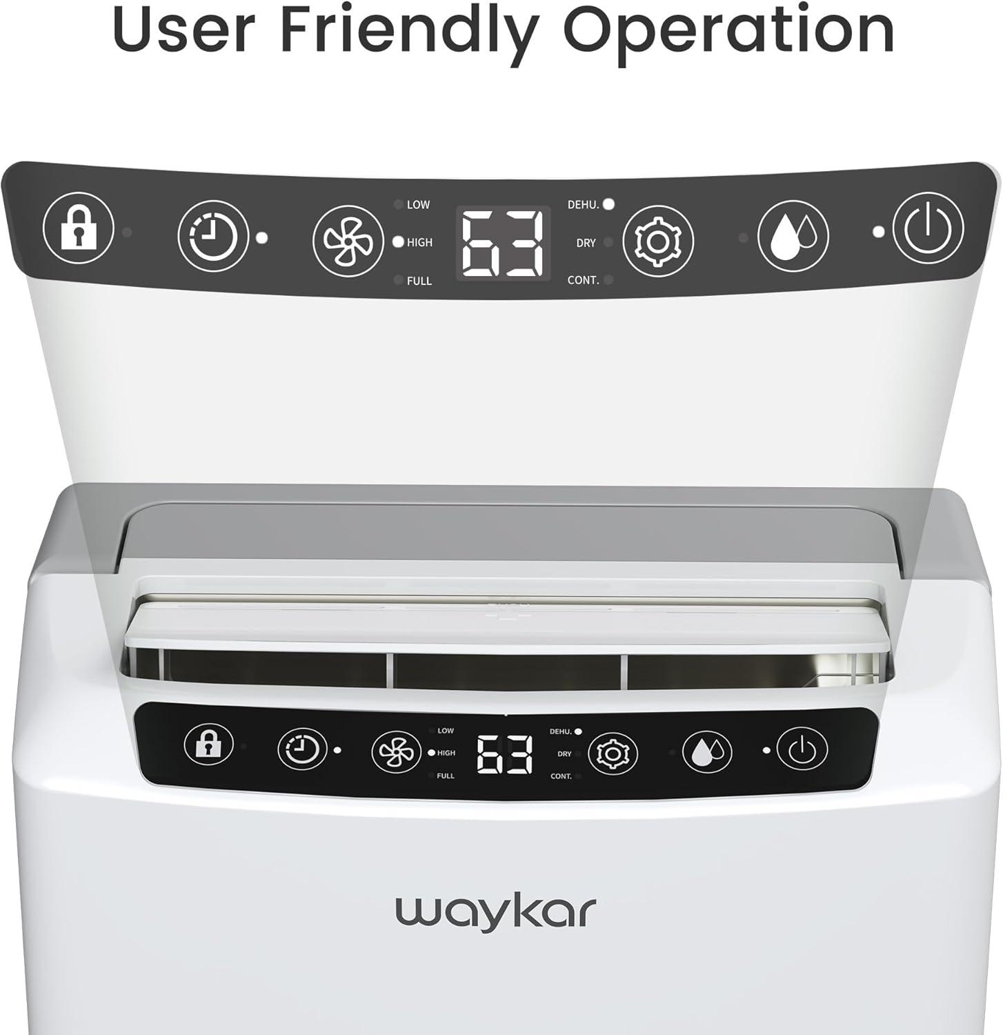 image:imageWaykar 2000 Sq Ft 34 Pints 2025 Most Efficient Energy Star Dehumidifier for Home and Basement with Auto or Manual Drainage Quiet 33dB Operation 062 Gallon Water Tank Capacity34 Pints 2000 Sq Ft