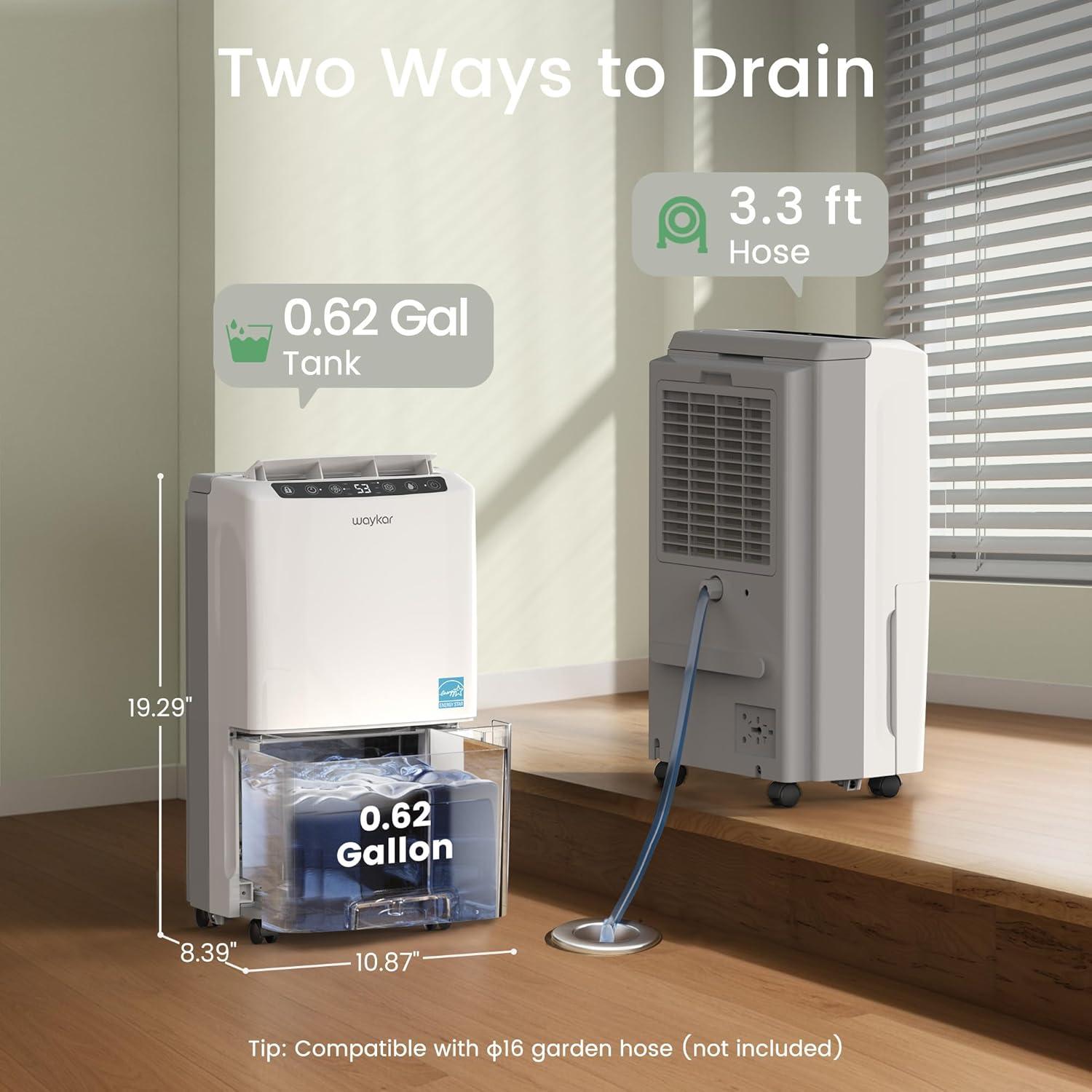 image:imageWaykar 2000 Sq Ft 34 Pints 2025 Most Efficient Energy Star Dehumidifier for Home and Basement with Auto or Manual Drainage Quiet 33dB Operation 062 Gallon Water Tank Capacity34 Pints 2000 Sq Ft