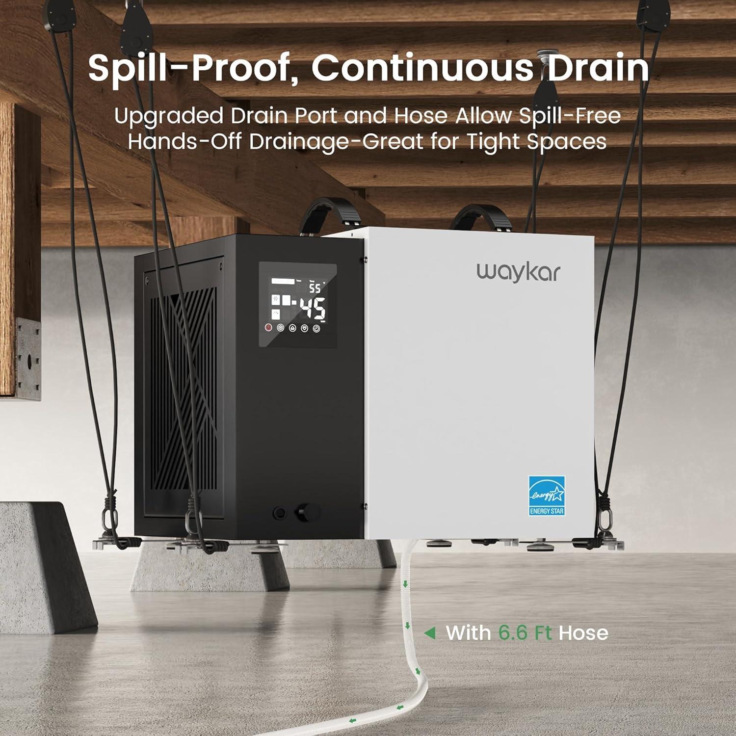 image:imageWaykar 70 Pint Energy Star Crawl Space Dehumidifier with Drain Hose Commercial Dehumidifier for Basements and Home for Spaces up to 5000 Square Feet Smart Humidity Control 5Year Quality Coverage70 Pints 5000 Sq Ft