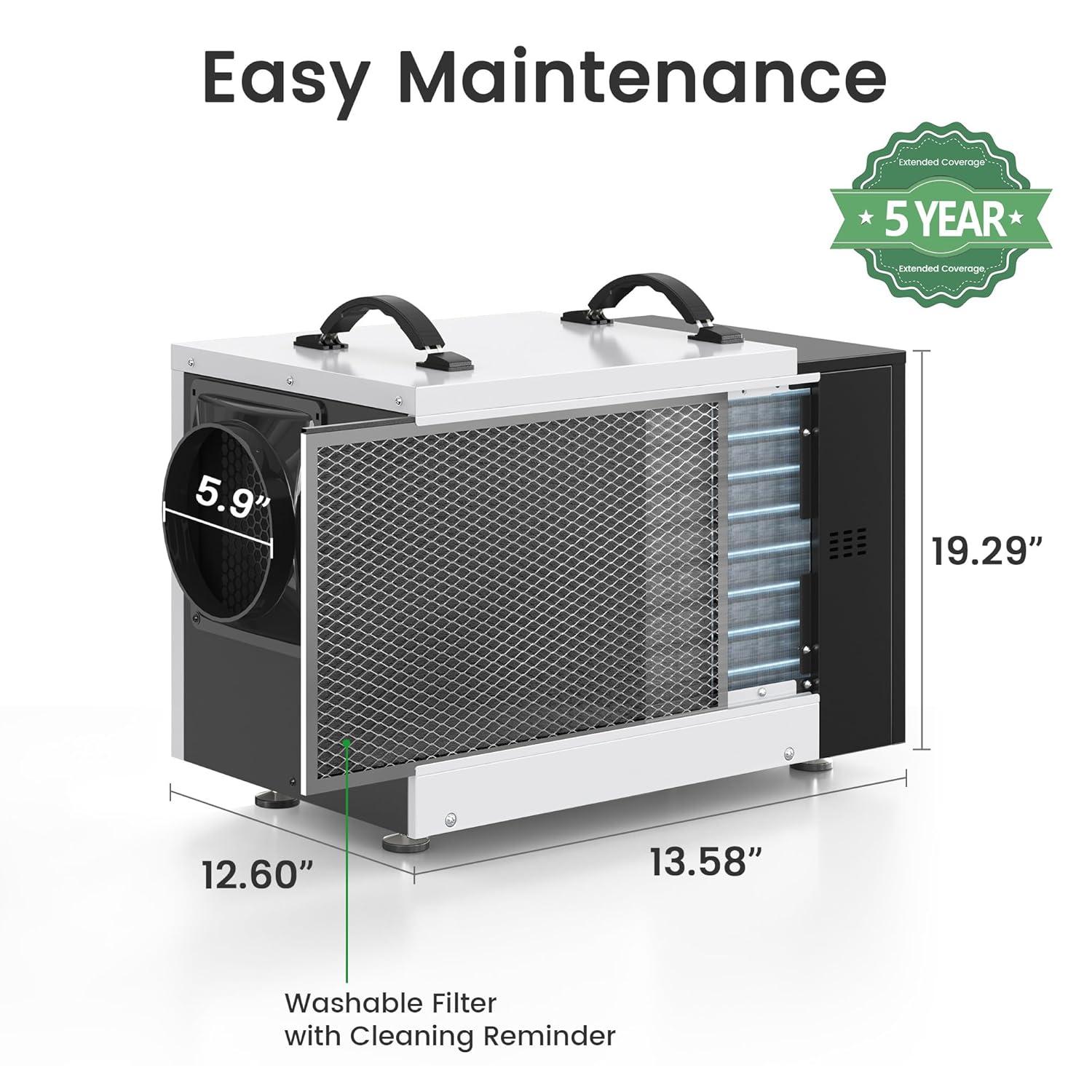 image:imageWaykar 70 Pint Energy Star Crawl Space Dehumidifier with Drain Hose Commercial Dehumidifier for Basements and Home for Spaces up to 5000 Square Feet Smart Humidity Control 5Year Quality Coverage125 Pints with Pump 6500 Sq Ft