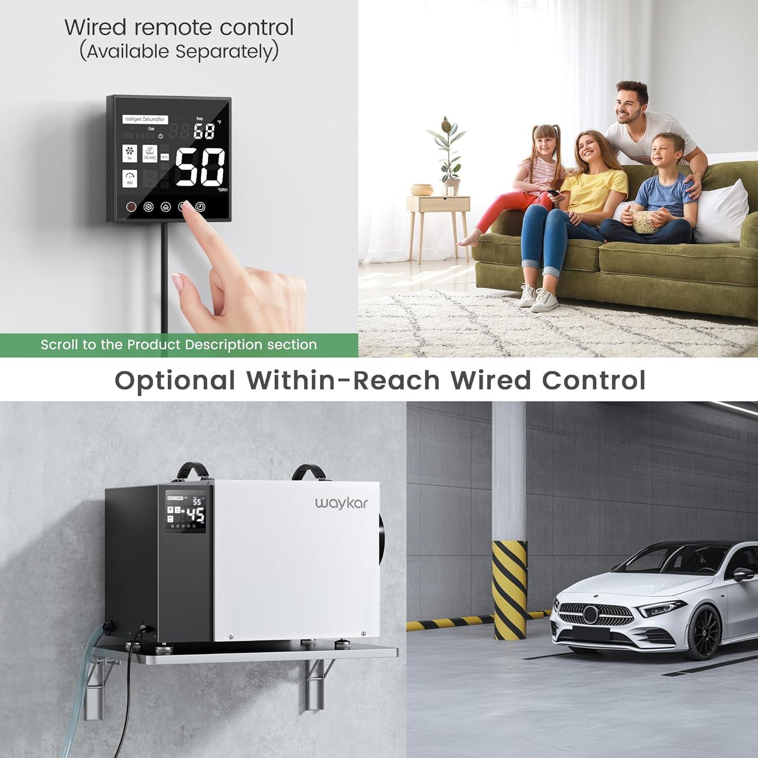 image:imageWaykar 70 Pint Energy Star Crawl Space Dehumidifier with Drain Hose Commercial Dehumidifier for Basements and Home for Spaces up to 5000 Square Feet Smart Humidity Control 5Year Quality Coverage125 Pints with Pump 6500 Sq Ft
