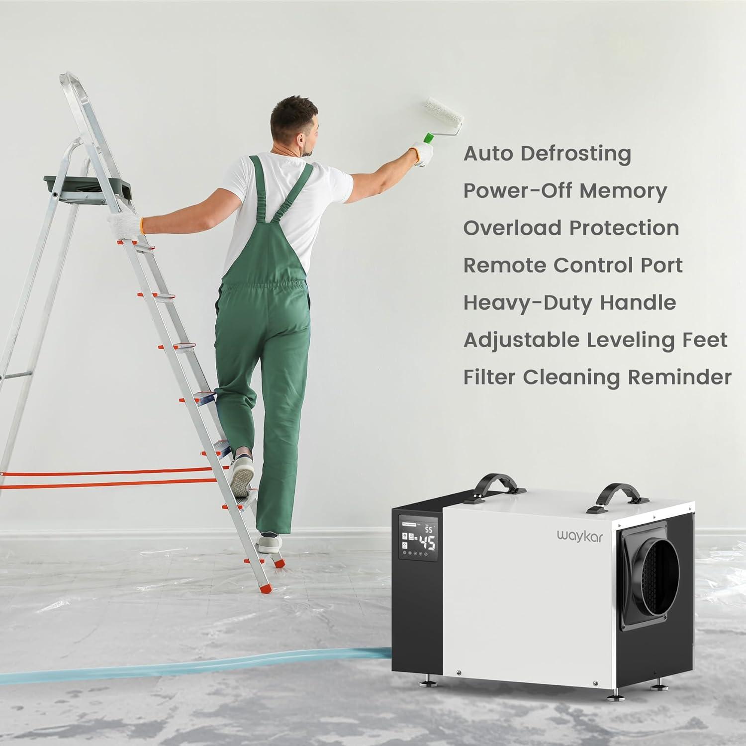 image:imageWaykar 70 Pint Energy Star Crawl Space Dehumidifier with Drain Hose Commercial Dehumidifier for Basements and Home for Spaces up to 5000 Square Feet Smart Humidity Control 5Year Quality Coverage125 Pints with Pump 6500 Sq Ft
