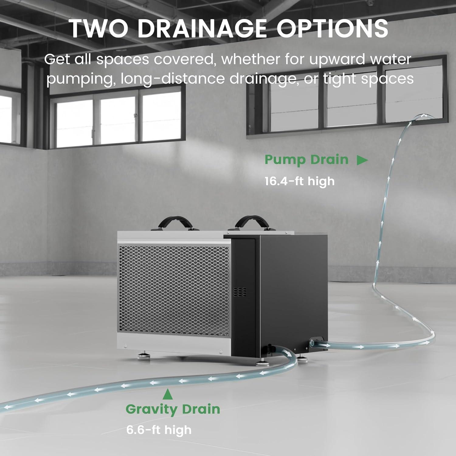 image:imageWaykar 70 Pint Energy Star Crawl Space Dehumidifier with Drain Hose Commercial Dehumidifier for Basements and Home for Spaces up to 5000 Square Feet Smart Humidity Control 5Year Quality Coverage125 Pints with Pump 6500 Sq Ft