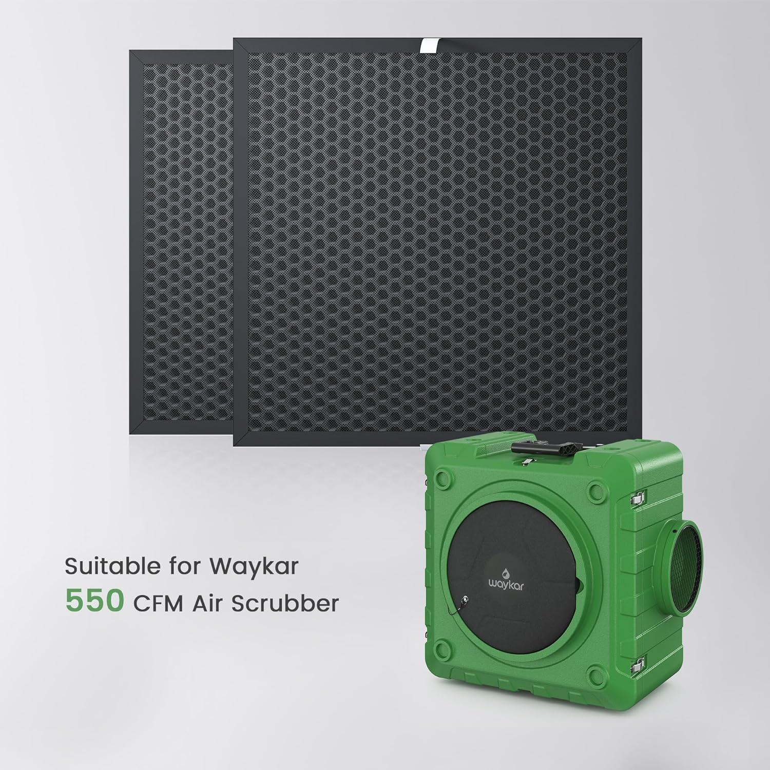 image:imageWaykar Activated Carbon Filter Replacement Reduces Odors Smoke Compatible with Waykar 550 CFM Air Scrubber 2PackActivated Carbon Filter
