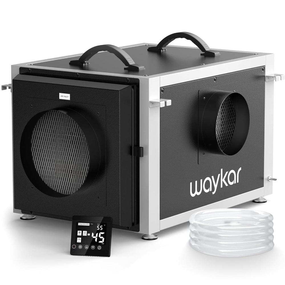 image:imageWaykar 158 Pints Crawl Space Dehumidifier with Remote Control up to 6500 sq ft Dual Duct HVAC Commercial WholeHouse Dehumidifier for Basement Industry Water Damage Unit 5Year Quality Coverage158 Pints with Pump 7500 Sq Ft