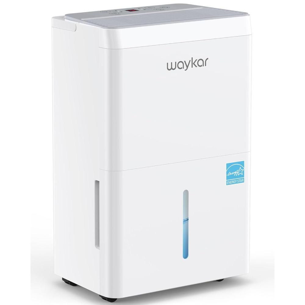 image:imageWaykar 5000 SqFt 2025 Energy Star Dehumidifier for Home Basement Bedroom Bathroom Max 80 PintDStandard 63 PintD with Drain HoseampWater Tank Ultra Quiet40 dB Intelligent Humidity Adjustment80 Pints 5000 Sq Ft