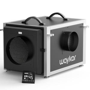 Waykar 158 Pints Crawl Space Dehumidifier with Remote Control up to 6,500 sq. ft., Dual Duct HVAC Commercial Whole-House Dehumidifier for Basement, Industry Water Damage Unit – 5-Year Quality Coverage(158 Pints 6500 Sq. Ft)