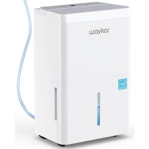 Waykar 5000 Sq.Ft 2025 Energy Star Dehumidifier for Home, Basement, Bedroom, Bathroom, Max 80 Pint/D(Standard 63 Pint/D) with Drain Hose&Water Tank, Ultra Quiet(40 dB), Intelligent Humidity Adjustment(150 Pints with Pump)