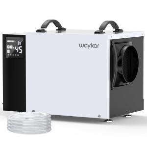 Waykar 70 Pint Energy Star Crawl Space Dehumidifier with Drain Hose, Commercial Dehumidifier for Basements and Home, for Spaces up to 5000 Square Feet, Smart Humidity Control – 5-Year Quality Coverage(125 Pints with Pump 6500 Sq. Ft)