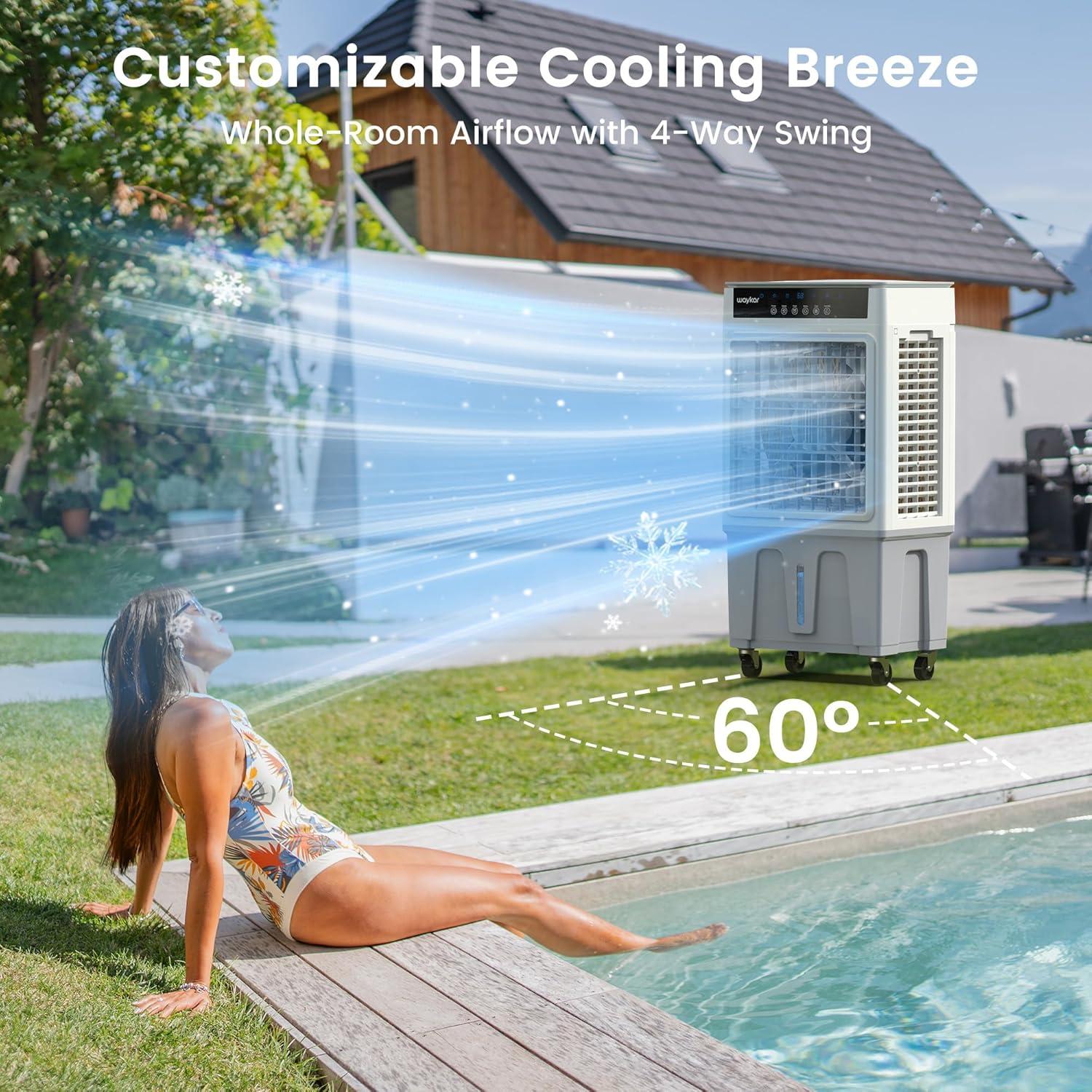 image:imageWaykar Swamp Cooler 3400 CFM Evaporative Air Cooler with 6 Gals Water Tank 950 SqFt