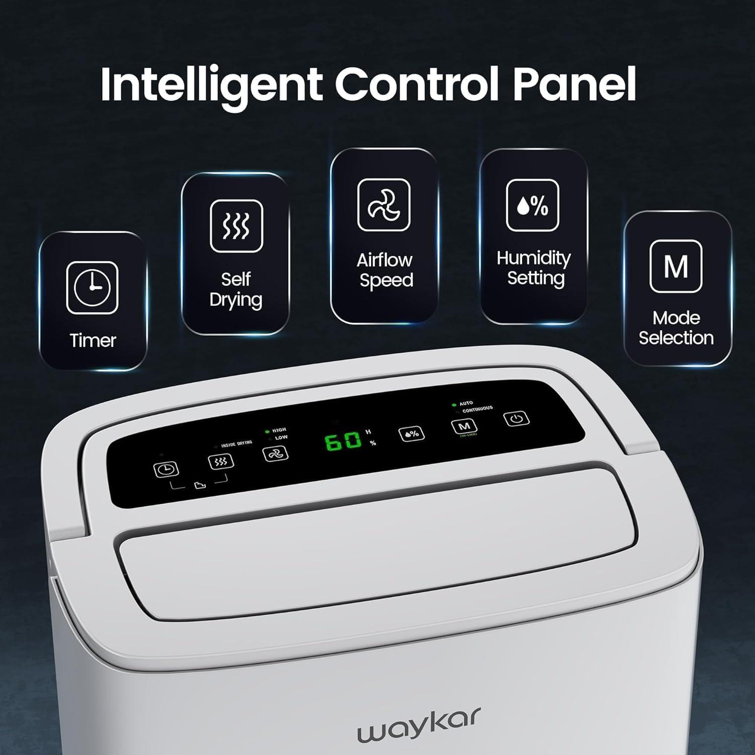 image:imageWaykar 2000 Sq Ft 34 Pints 2025 Most Efficient Energy Star Dehumidifier for Basement amp Home with Auto or Manual Drainage Ultra Quiet 33dB 062Gallon Water Tank80 Pints 5500 Sq Ft