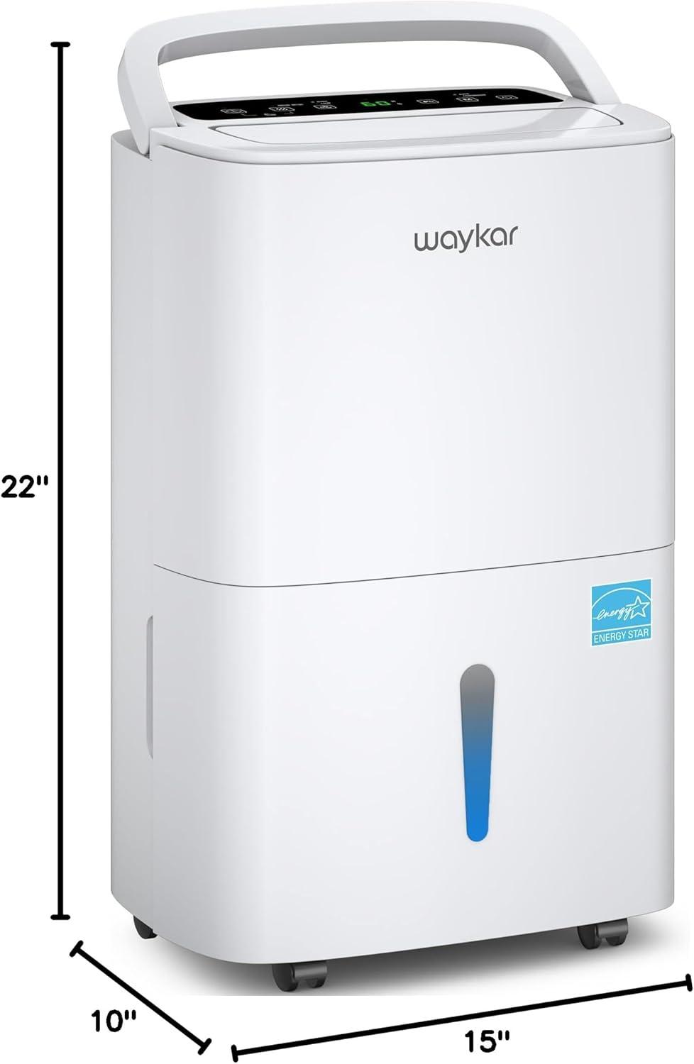 image:imageWaykar 2000 Sq Ft 34 Pints 2025 Most Efficient Energy Star Dehumidifier for Basement amp Home with Auto or Manual Drainage Ultra Quiet 33dB 062Gallon Water Tank80 Pints 5500 Sq Ft