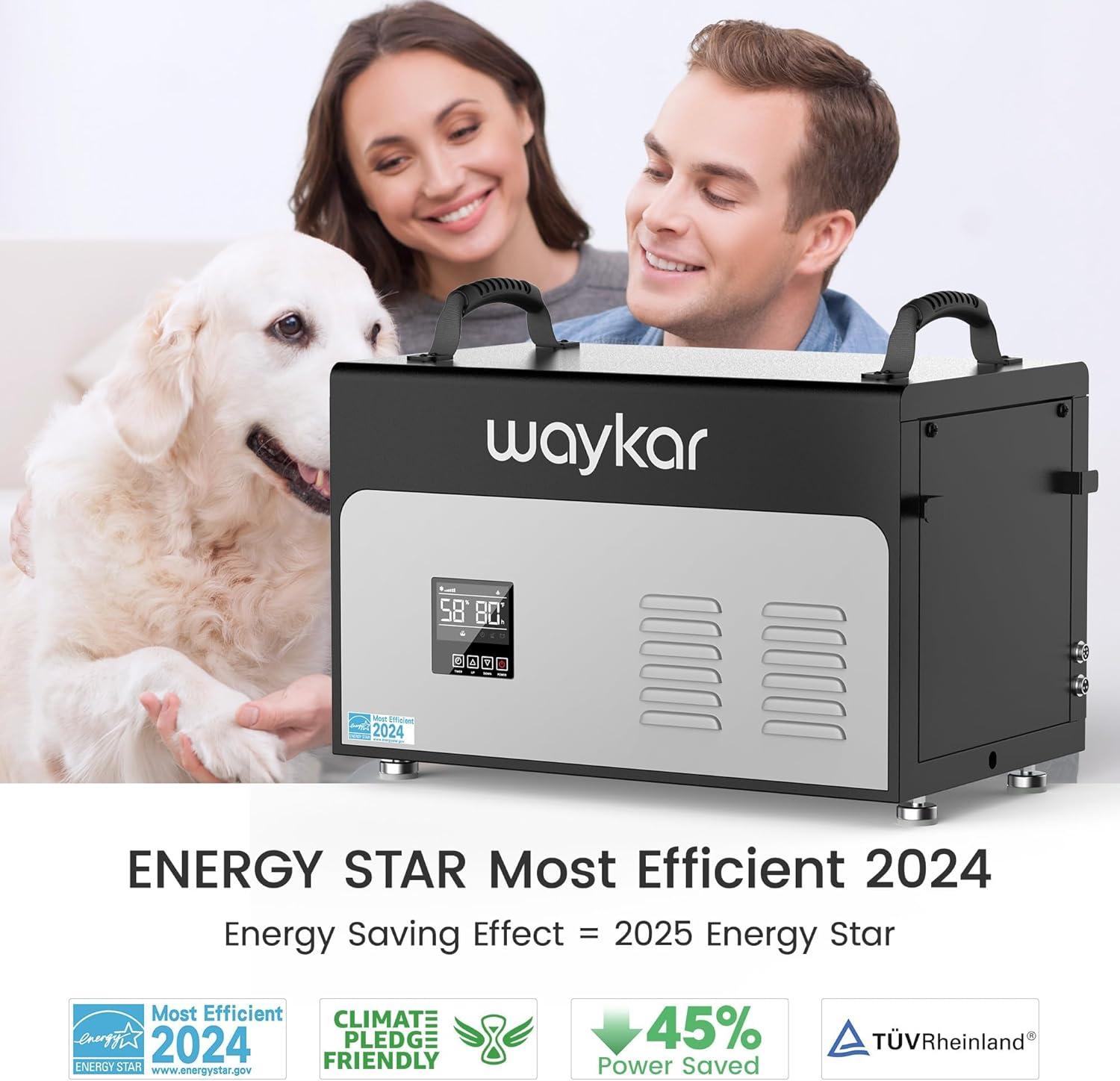 image:imageWaykar 125 Pints Crawl Space Dehumidifier with Remote Control and Pump Dual Duct HVAC Commercial WholeHouse Dehumidifier for Basement Industrial Water Damage Unit 5Year Quality Coverage7500 Sq Ft 130 Pints Pump