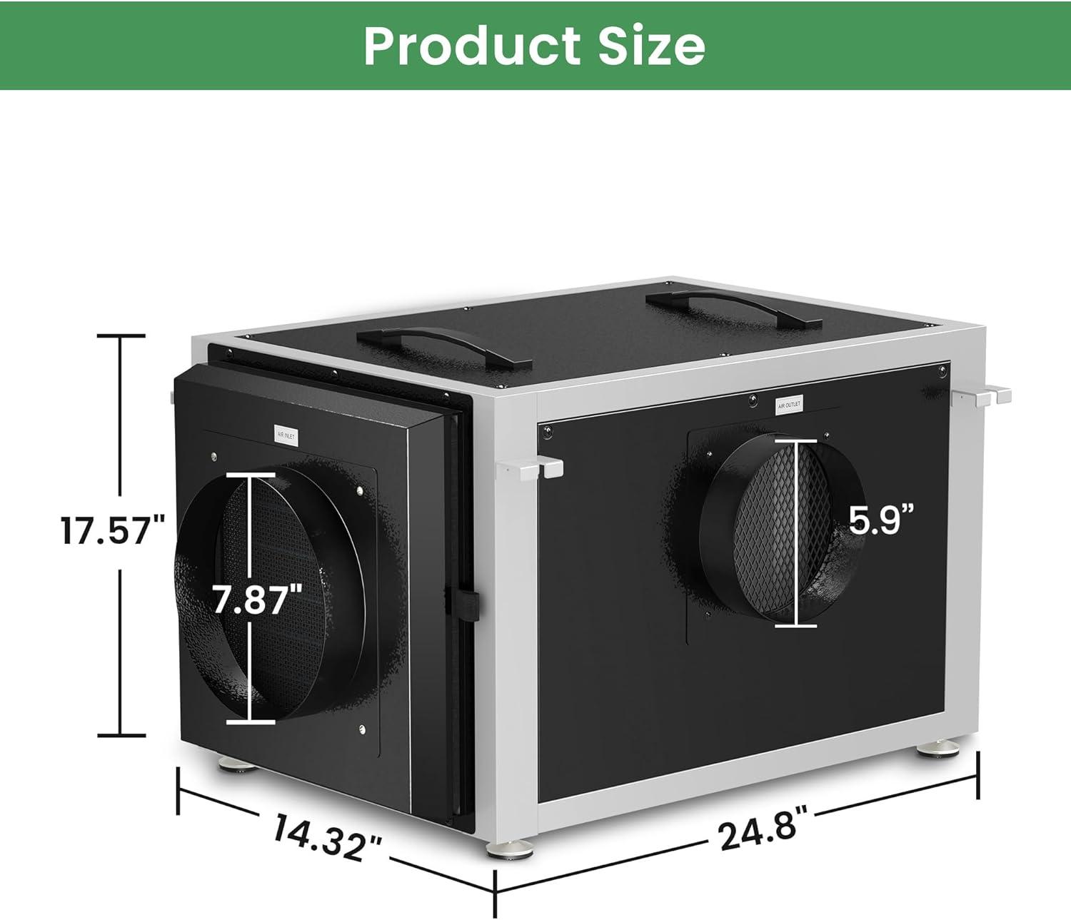 image:imageWaykar 125 Pints Crawl Space Dehumidifier with Remote Control and Pump Dual Duct HVAC Commercial WholeHouse Dehumidifier for Basement Industrial Water Damage Unit 5Year Quality Coverage7500 Sq Ft 158 Pints