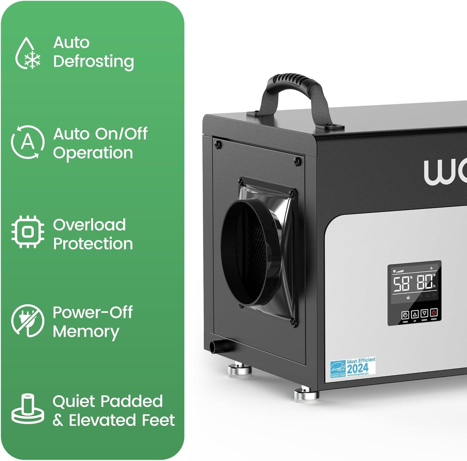 image:imageWaykar 125 Pints Crawl Space Dehumidifier with Remote Control and Pump Dual Duct HVAC Commercial WholeHouse Dehumidifier for Basement Industrial Water Damage Unit 5Year Quality Coverage7500 Sq Ft 130 Pints Pump