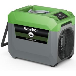 Waykar 150 Pints Commercial Dehumidifier with Pump for Large Areas up to 7,500 Sq. Ft, Stackable Industrial Dehumidifier for Crawl Spaces, Basements, and Water Damage Restoration — 5 Year Coverage(150 Pints)