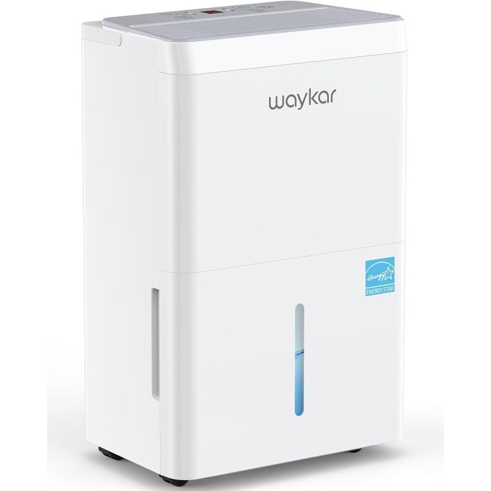 image:imageWaykar 5500 SqFt Energy Star Dehumidifier for Home Basement Bedroom Bathroom Max 80 PintDStandard 63 PintD with Drain HoseampWater Tank Ultra Quiet40 dB Intelligent Humidity Adjustment80 Pints 5500 Sq Ft