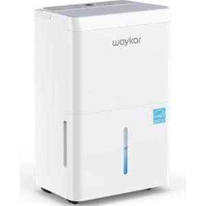 Waykar 5500 Sq.Ft Energy Star Dehumidifier for Home, Basement, Bedroom, Bathroom, Max 80 Pint/D(Standard 63 Pint/D) with Drain Hose&Water Tank, Ultra Quiet(40 dB), Intelligent Humidity Adjustment(120 Pints 6000 Sq. Ft.)