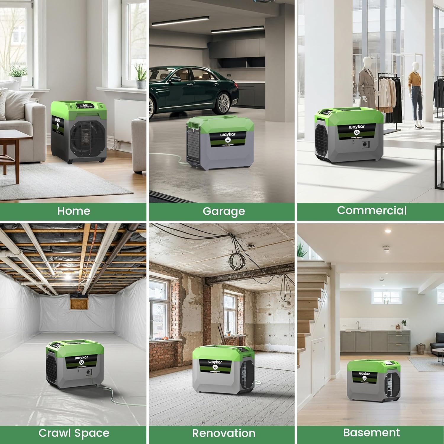 image:imageWaykar 150 Pints Commercial Dehumidifier with Pump amp Drain Hose 7500 Sq Ft LGR Industrial Dehumidifier for Basements Job Site Water Damage Restoration Stackable amp Durable 5Yr Coverage150 Pints 7000 Sq Ft