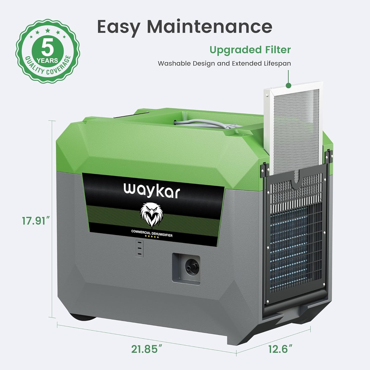 image:imageWaykar 150 Pints Commercial Dehumidifier with Pump amp Drain Hose 7500 Sq Ft LGR Industrial Dehumidifier for Basements Job Site Water Damage Restoration Stackable amp Durable 5Yr Coverage150 Pints 7000 Sq Ft